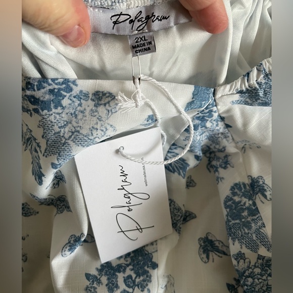 NWT Polagram White with Blue Butterflies and Flowers Mini Dress Size 2X and 3X - Picture 7 of 9